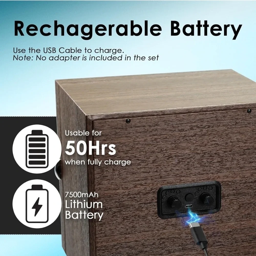 Double Automatic Watch Winder Jewelry Box Walnut Wood Rechargeable Dual Rotator‎